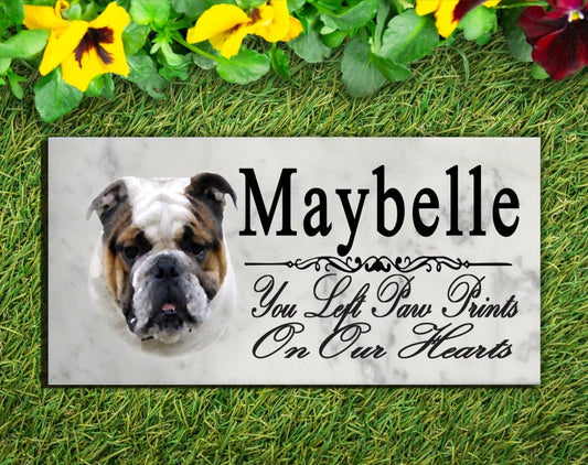 Bulldog Memorial Stone Plaque Dog Grave Marker Pet Garden
