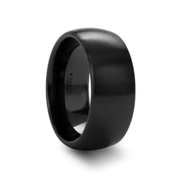 AUTUMN Black Domed Brush-Finished Ceramic Wedding Ring for Ladies – 2 mm