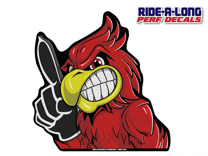 Cardinal Mascot #1 Foam Finger *RIDE A LONG* Perforated Decal