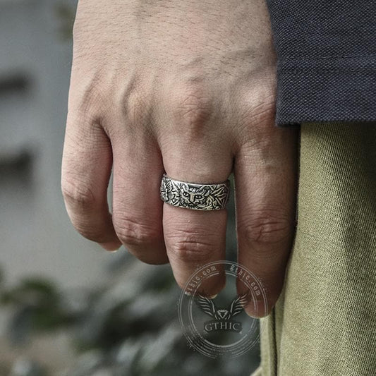 Cat In Flowers Alloy Ring