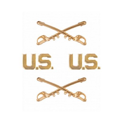 Cavalry Officer Branch Insignia Set with U.S. Letters
