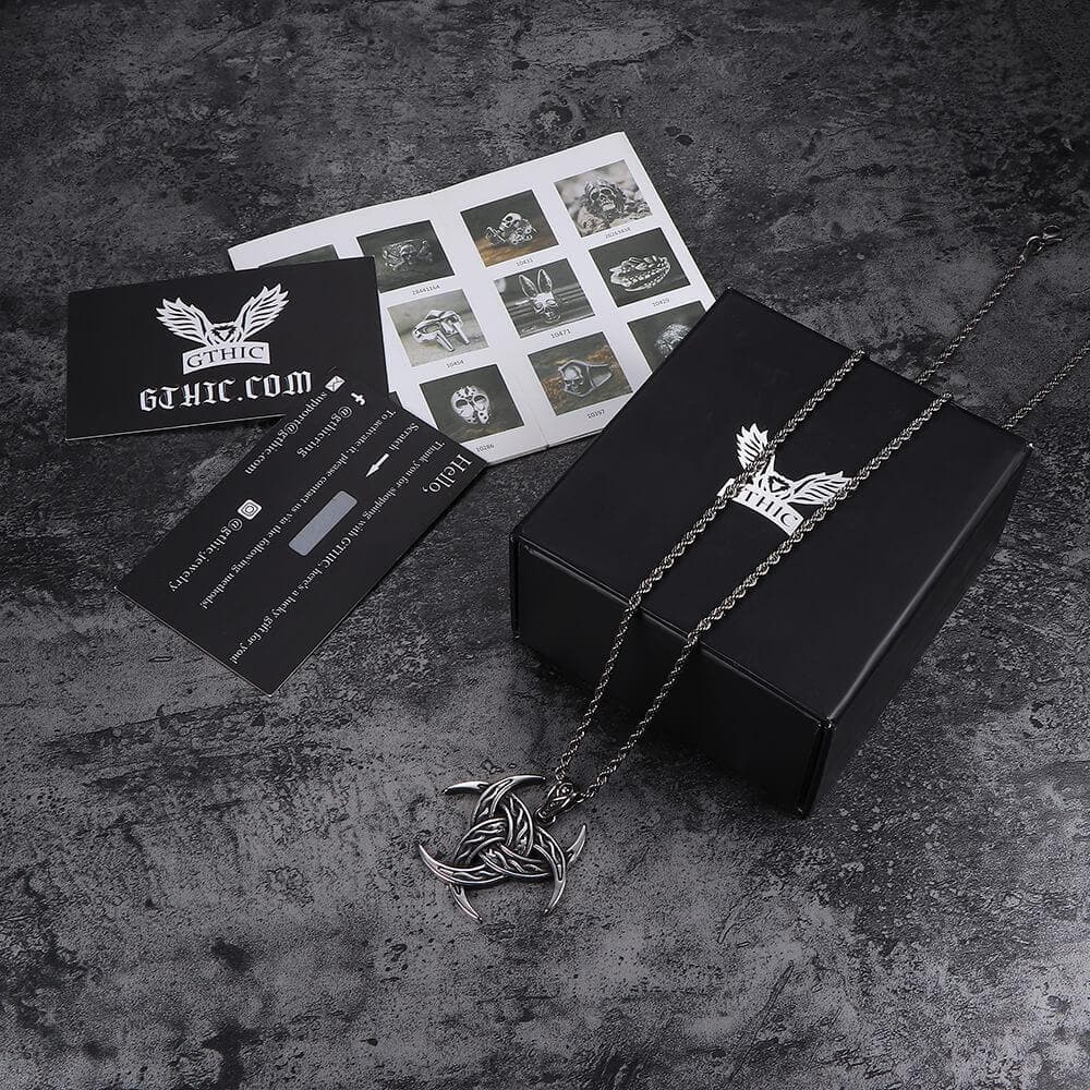 Celtic Crescent Triquetra Stainless Steel Pendant