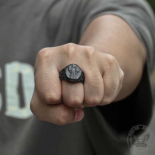 Celtic Cross Knot Stainless Steel Ring