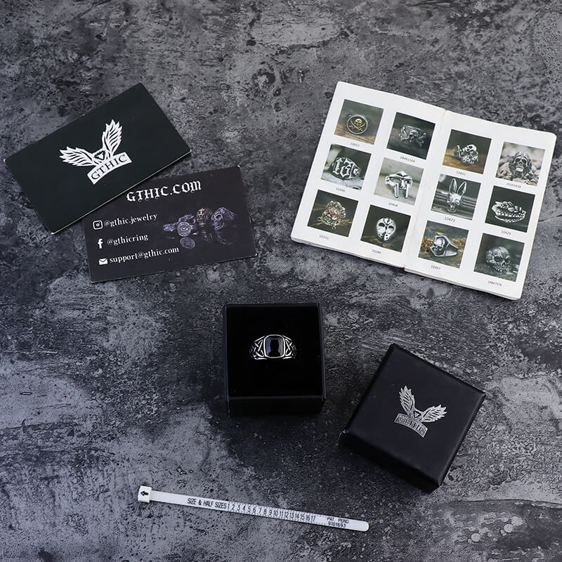 Viking Celtic Knot Gem-set Stainless Steel Ring