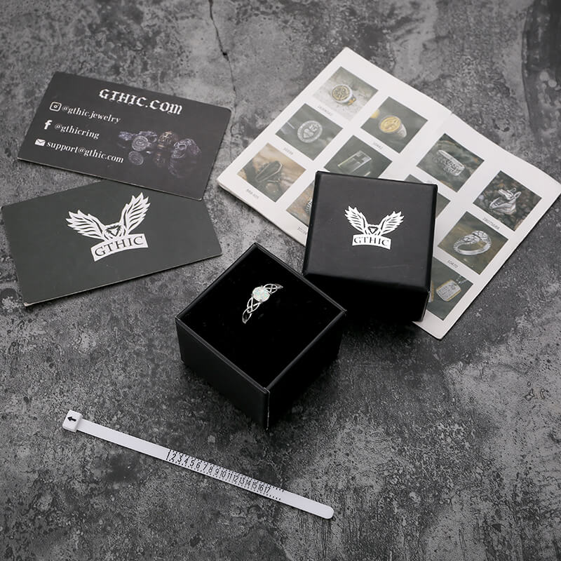 Celtic Knot Opal Stainless Steel Gemstone Ring