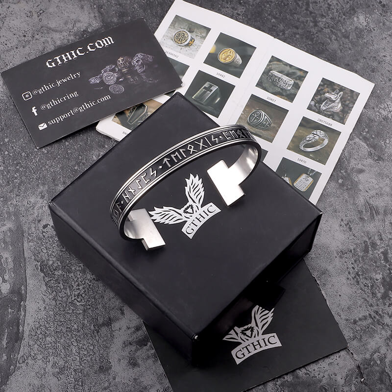 Celtic Knot Runes Stainless Steel Viking Cuff Bracelet