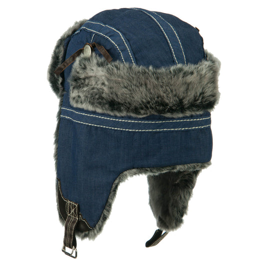 Chambray Faux Fur Trooper Hat