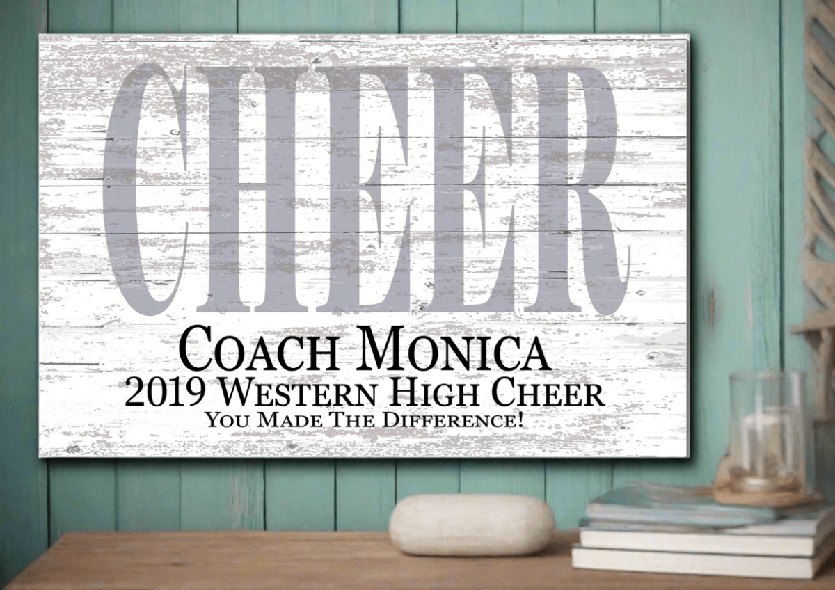 Custom Cheer Coach Gift – Signable Plaque from Team | Personalized Cheerleading Coach Wall Art