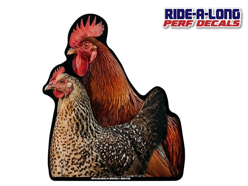 Chickens *RIDE A LONG* Perforated Decal