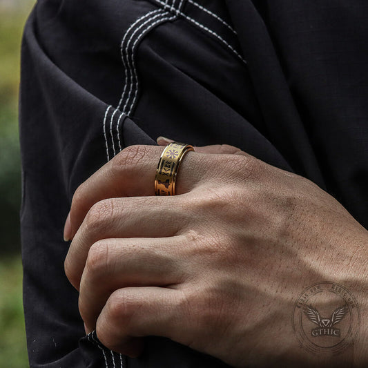 Viking Symbol Stainless Steel Spinner Ring