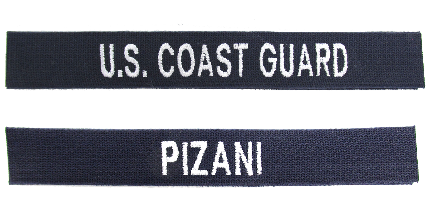 2 Piece Set - U.S. Coast Guard Name Tapes - COTTON WEBBING