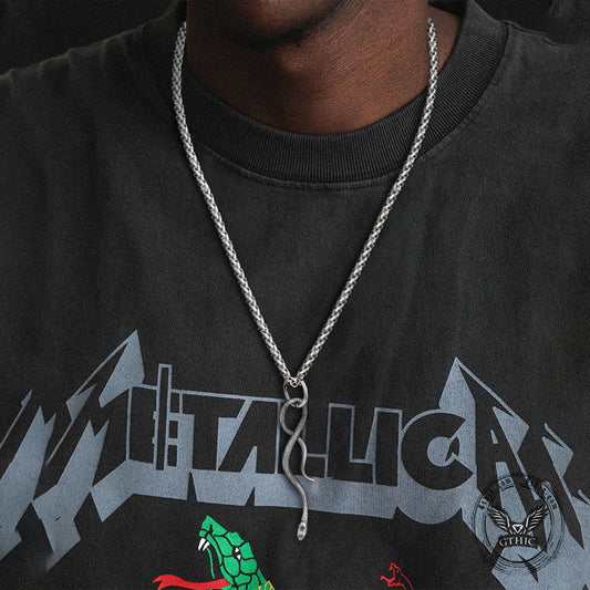 Coiled Snake Stainless Steel Animal Pendant