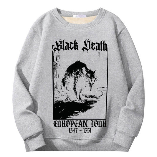 Multicolor Black Death Rat Fleece Sherpa Crew Collar Sweatshirt