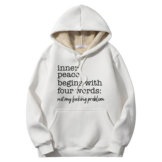 Multicolor Inner Peace Begins Warm Fleece Sherpa Lined Hoodie