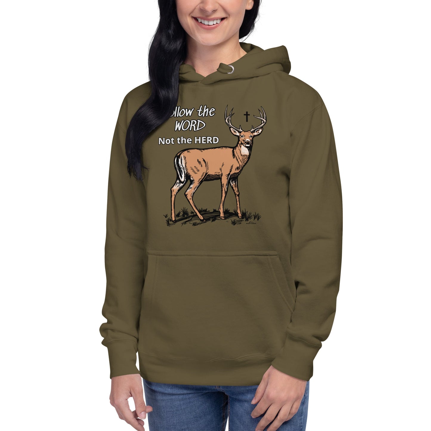 Follow the Word, Not the Herd, Unisex Christian Deer Hoodie