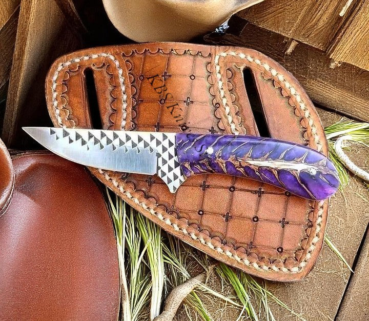 Fixed Blade Cowboy Knife – Pine Cone Handle