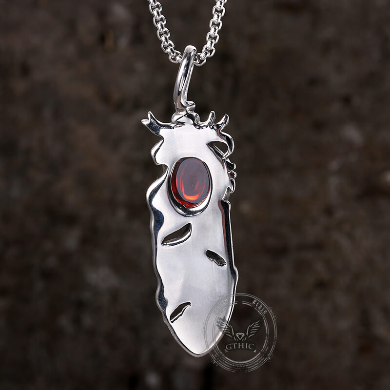 Creative Ruby Feather Stainless Steel Pendant Necklace