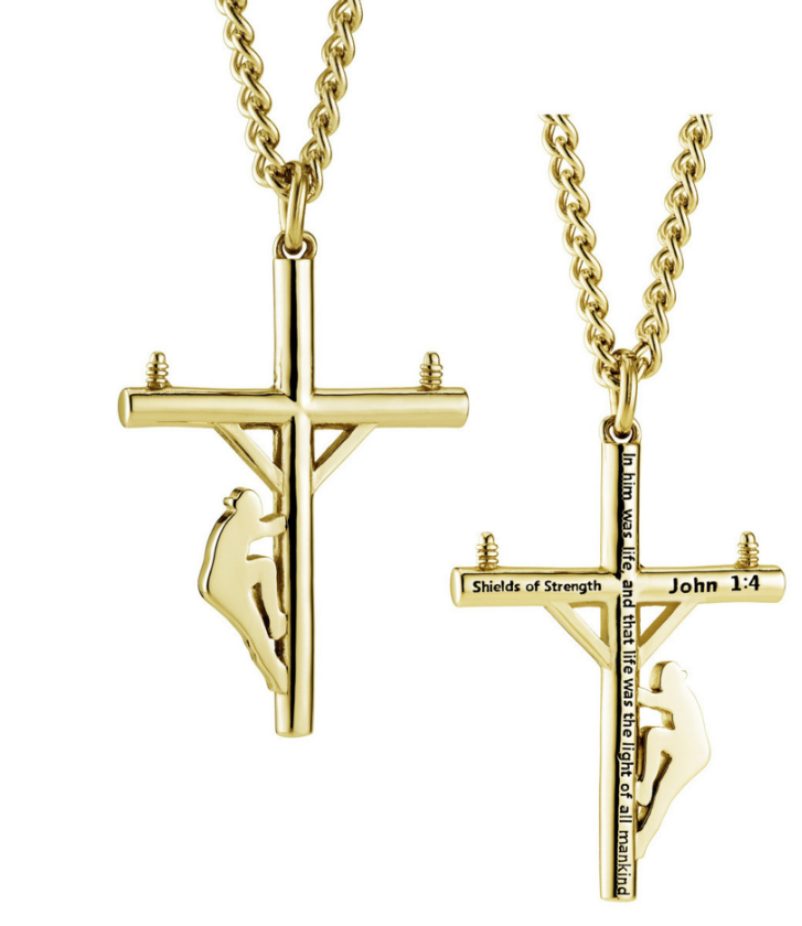 Men's Stainless Steel Lineman Cross Necklace