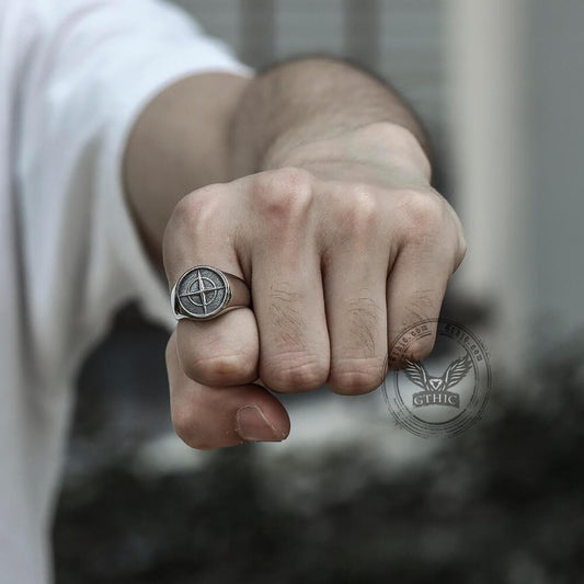 Cross Star Pattern Stainless Steel Ring