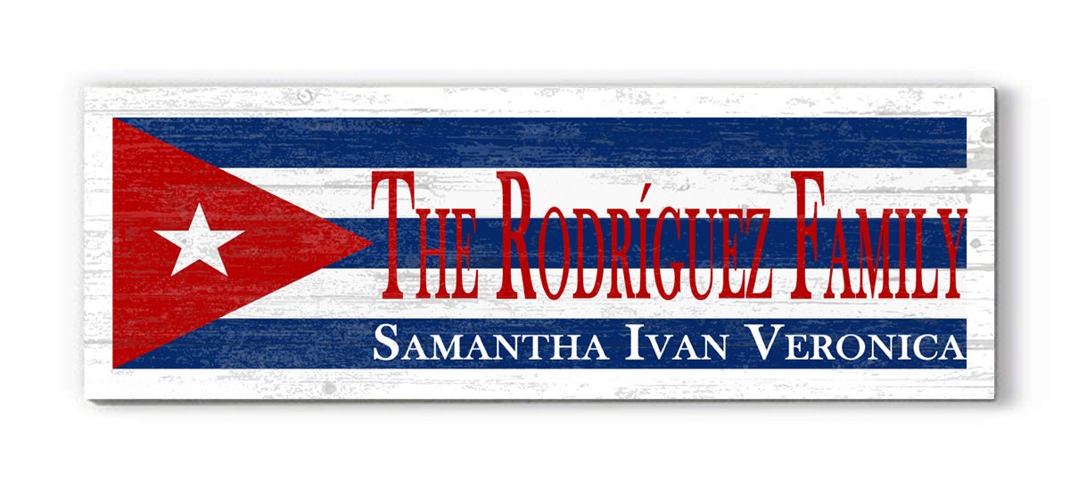 Cuban Flag Sign Family Name Cuba Theme Wedding Gift