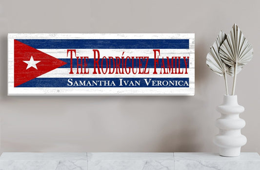 Cuban Flag Sign Family Name Cuba Theme Wedding Gift