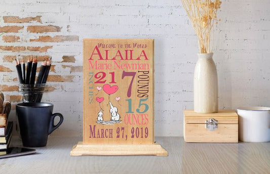 Custom Baby Announcement Gift Plaque Sign Personalized