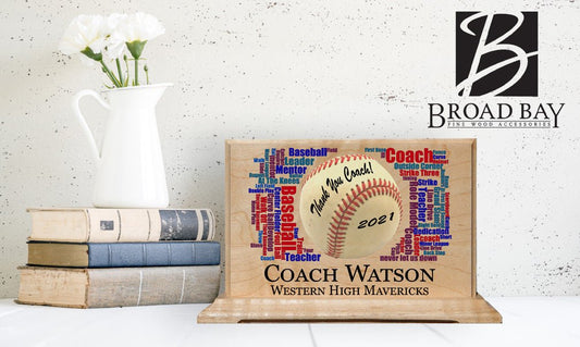 Custom Baseball Coach Gift Plaque Personalized Award For Great Team Coaches