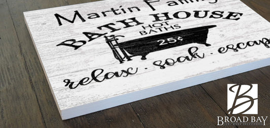 Custom Bathroom Sign Vintage Family Bath House Design