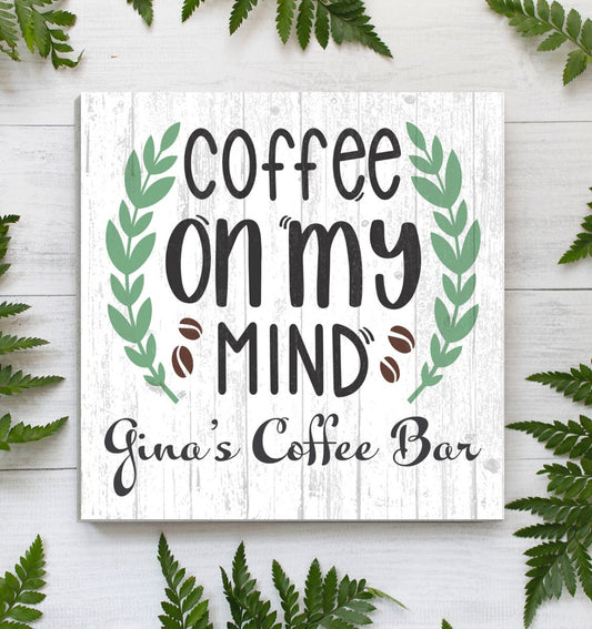Custom Coffee Bar Sign Decoration Solid Wood Farmhouse Style Kitchen Décor