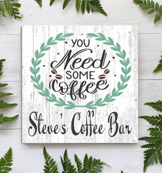 Custom Coffee Bar Sign For Kitchen or Office Personalized