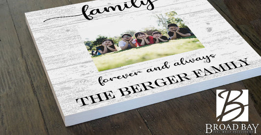 Custom Family Photo Frame with PRINTED PICTURE on Solid Wood