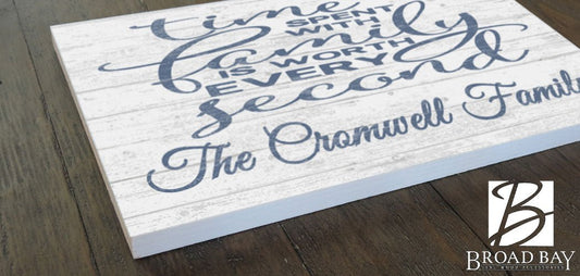Custom Family Sign Time Spent With Family Is Worth Every Second