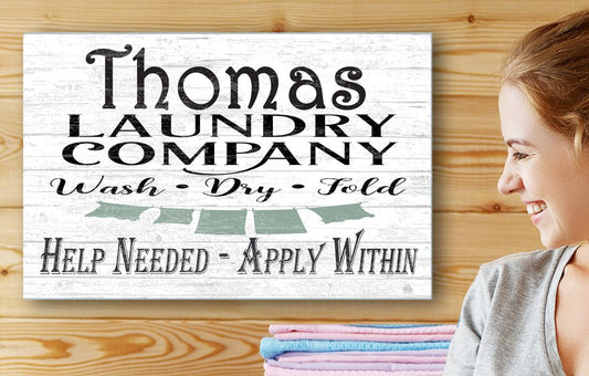 Custom Laundry Room Sign Personalized Wash Dry Fold Decoration