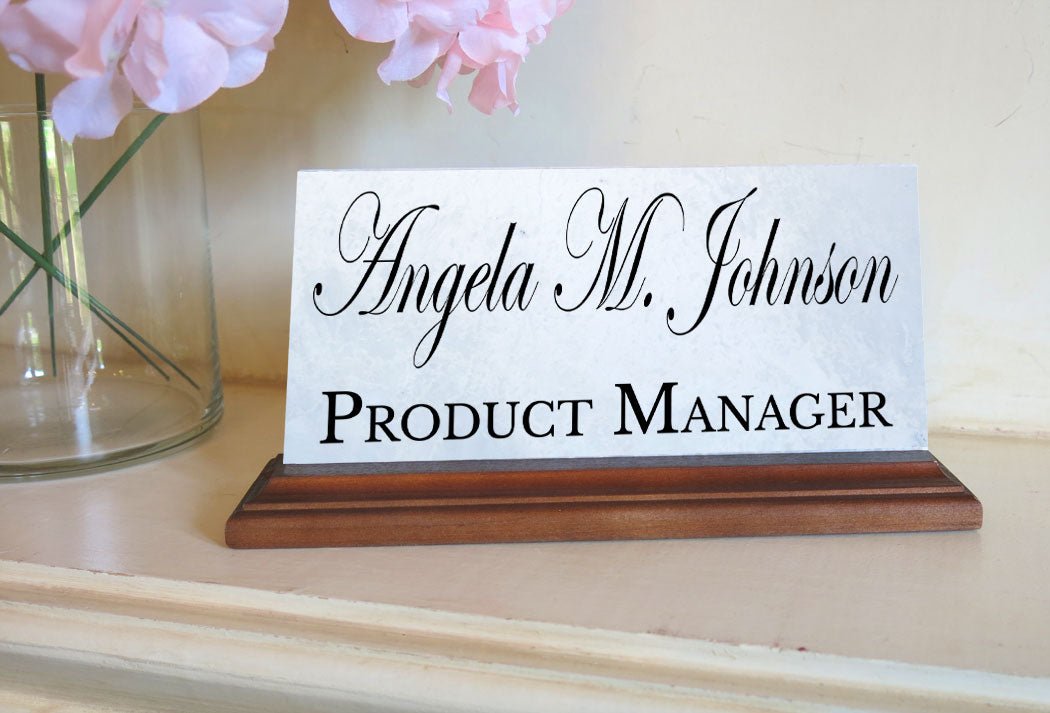 Custom Nameplate - Solid Marble - For Graduation or Professional Promotion Gift