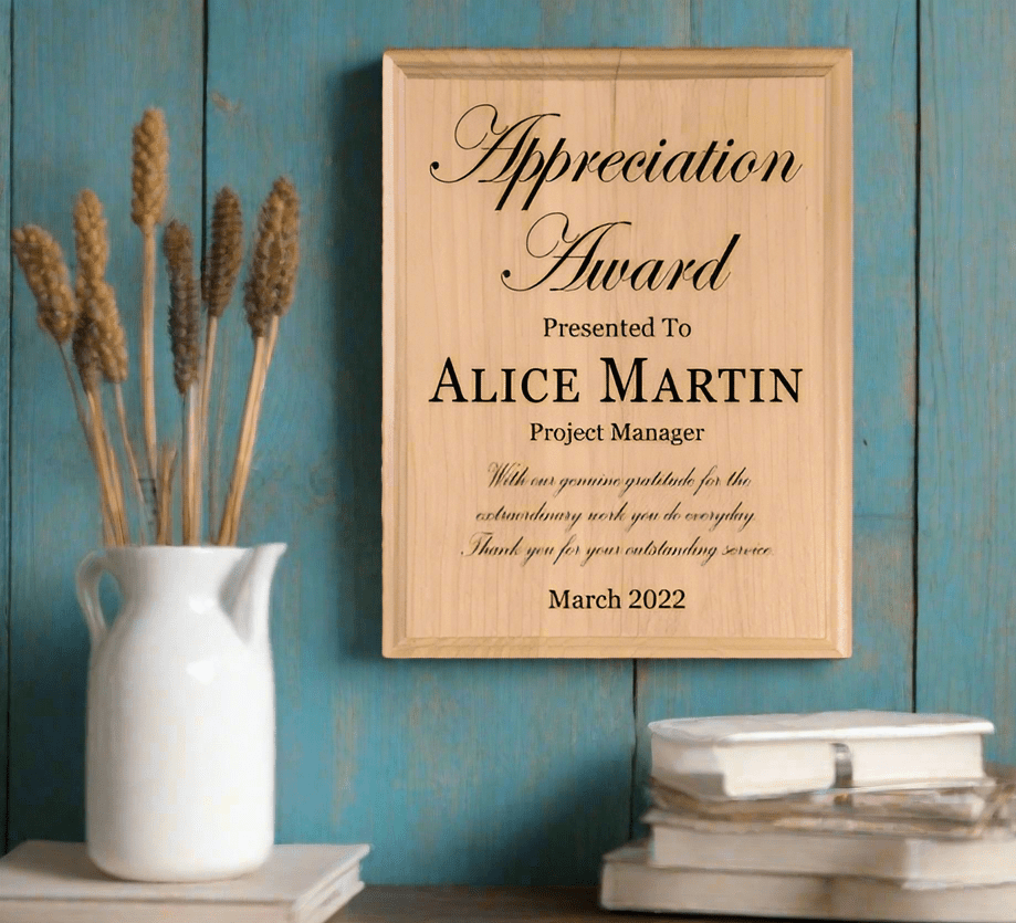 Appreciation Award Plaque – Personalized Recognition Gift for Employees