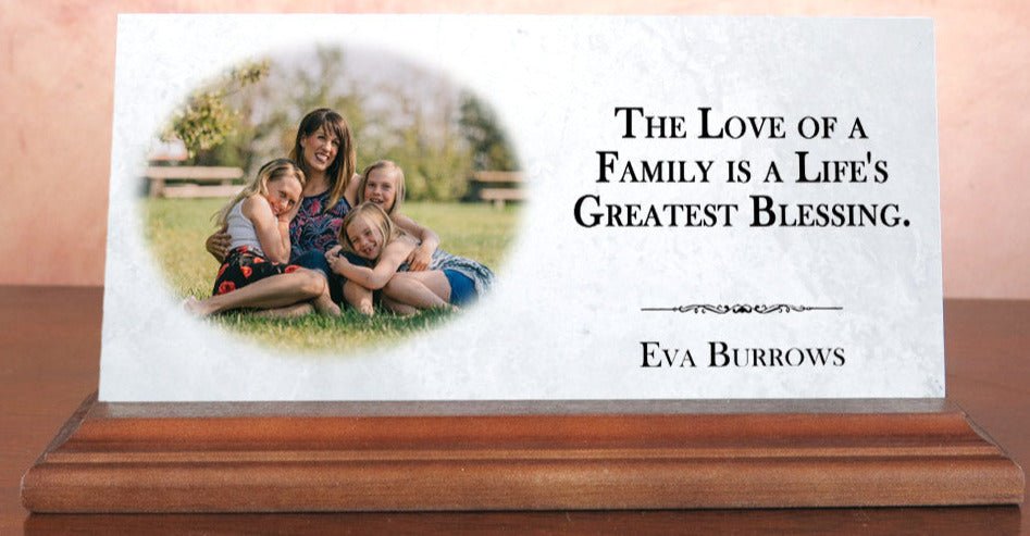 Custom Photo Quote Plaque – Personalized Marble Desk Display with Favorite Saying & Picture