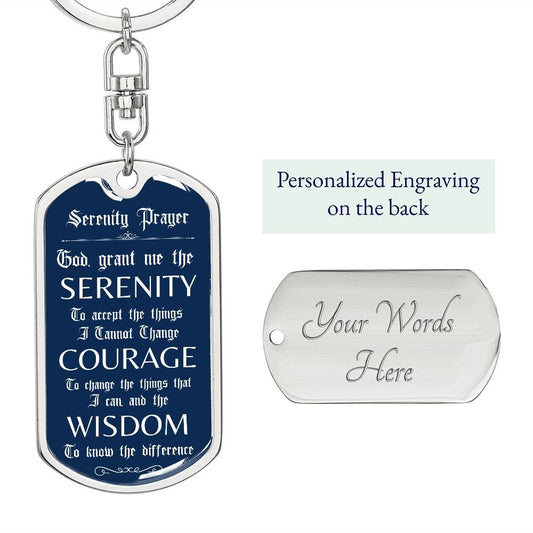 Custom Recovery Dog Tag Keychain | Inspiring Sobriety | The Serenity Prayer