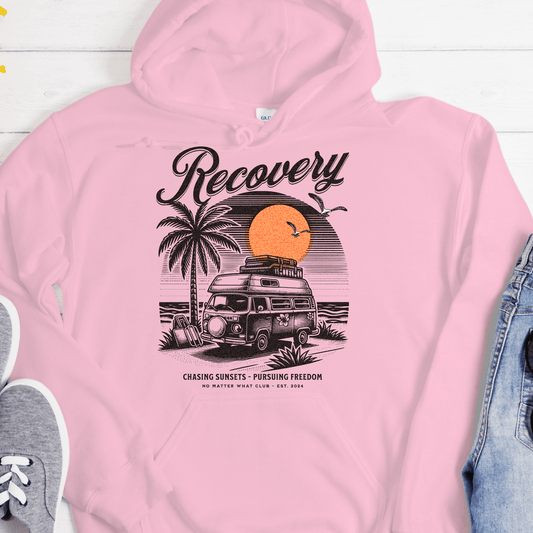 Custom Recovery Hoodie | Inspiring Sobriety | Chasing Sunsets, Pursuing Freedom
