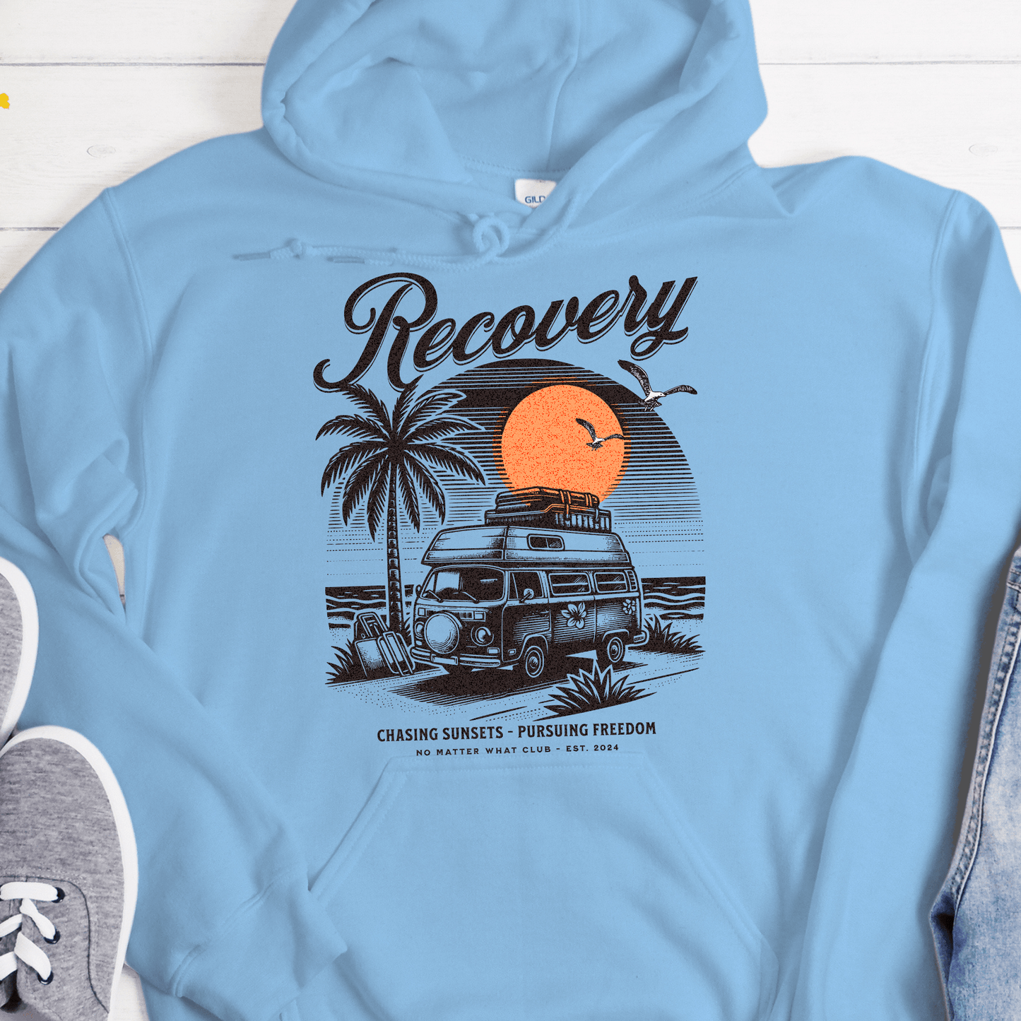 Custom Recovery Hoodie | Inspiring Sobriety | Chasing Sunsets, Pursuing Freedom