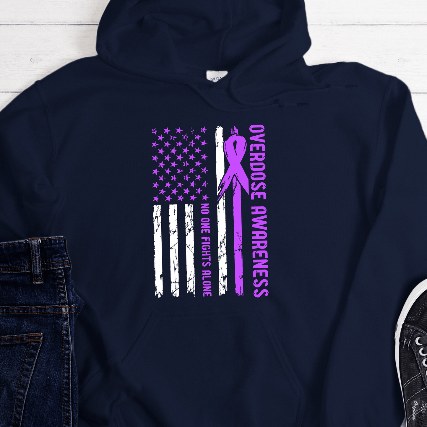 Custom Recovery Hoodie | Inspiring Sobriety | No One Fights Alone Overdose Awareness