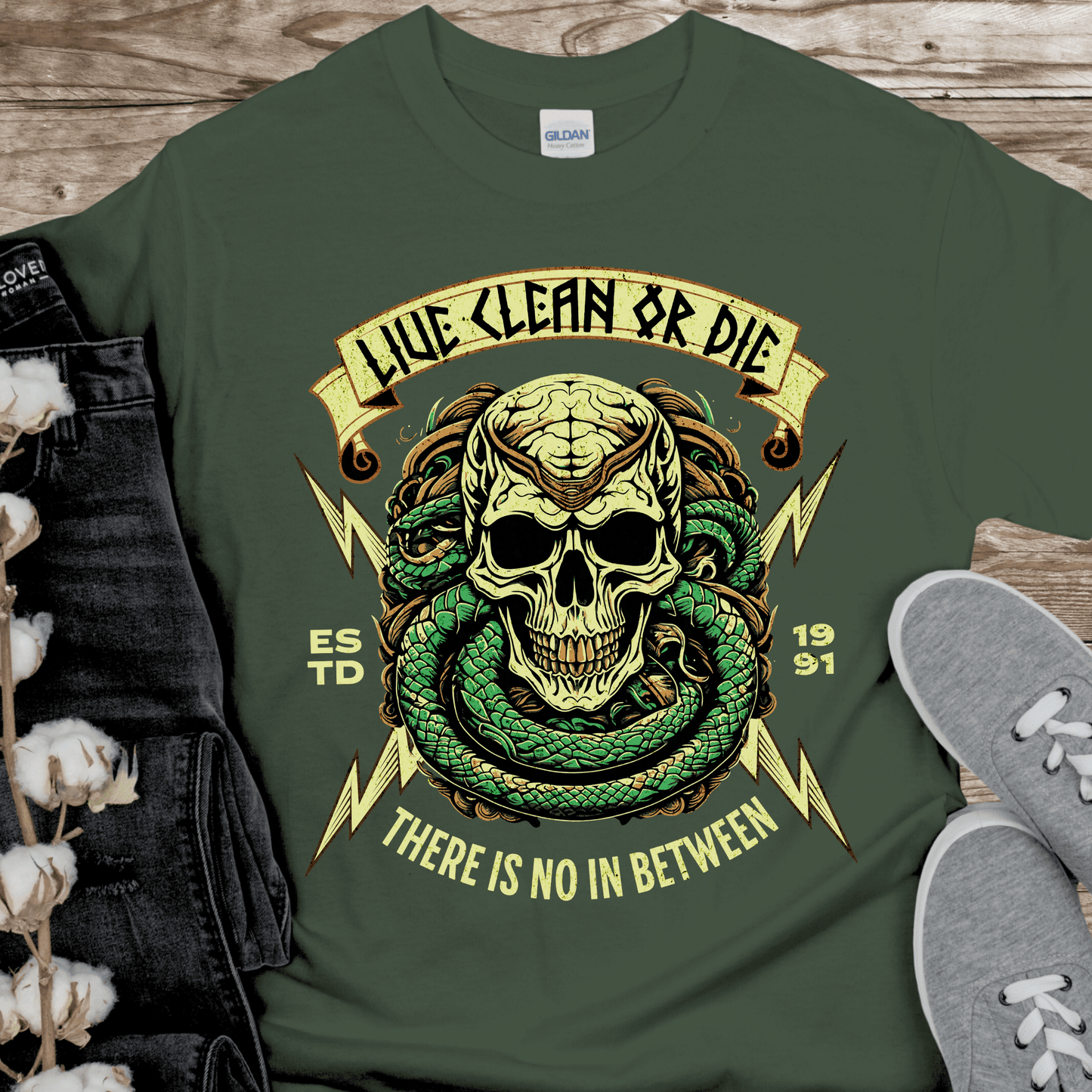 Custom Recovery T-Shirt | Inspiring Sobriety | Live Clean Or Die