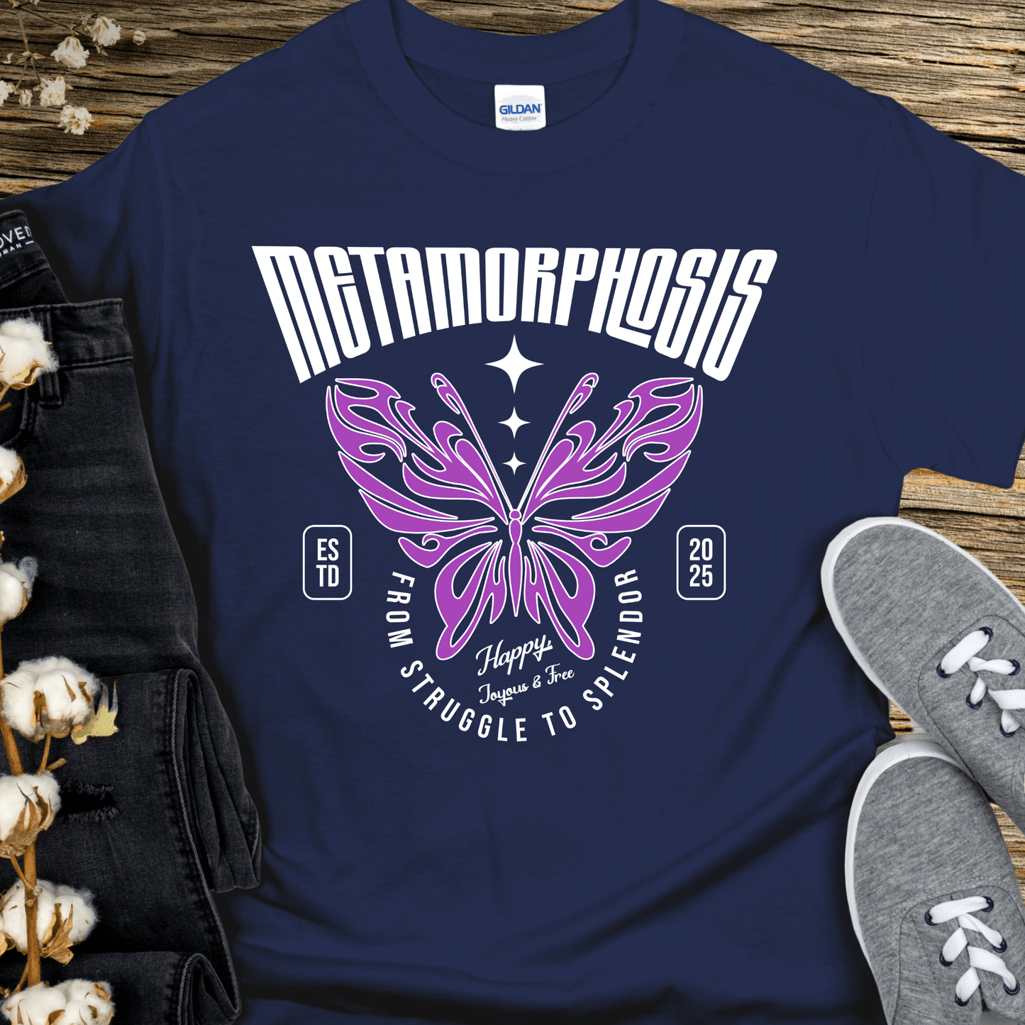 Custom Recovery T-Shirt | Inspiring Sobriety | Metamorphosis Butterfly