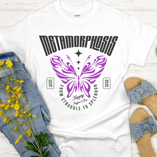 Custom Recovery T-Shirt | Inspiring Sobriety | Metamorphosis Butterfly