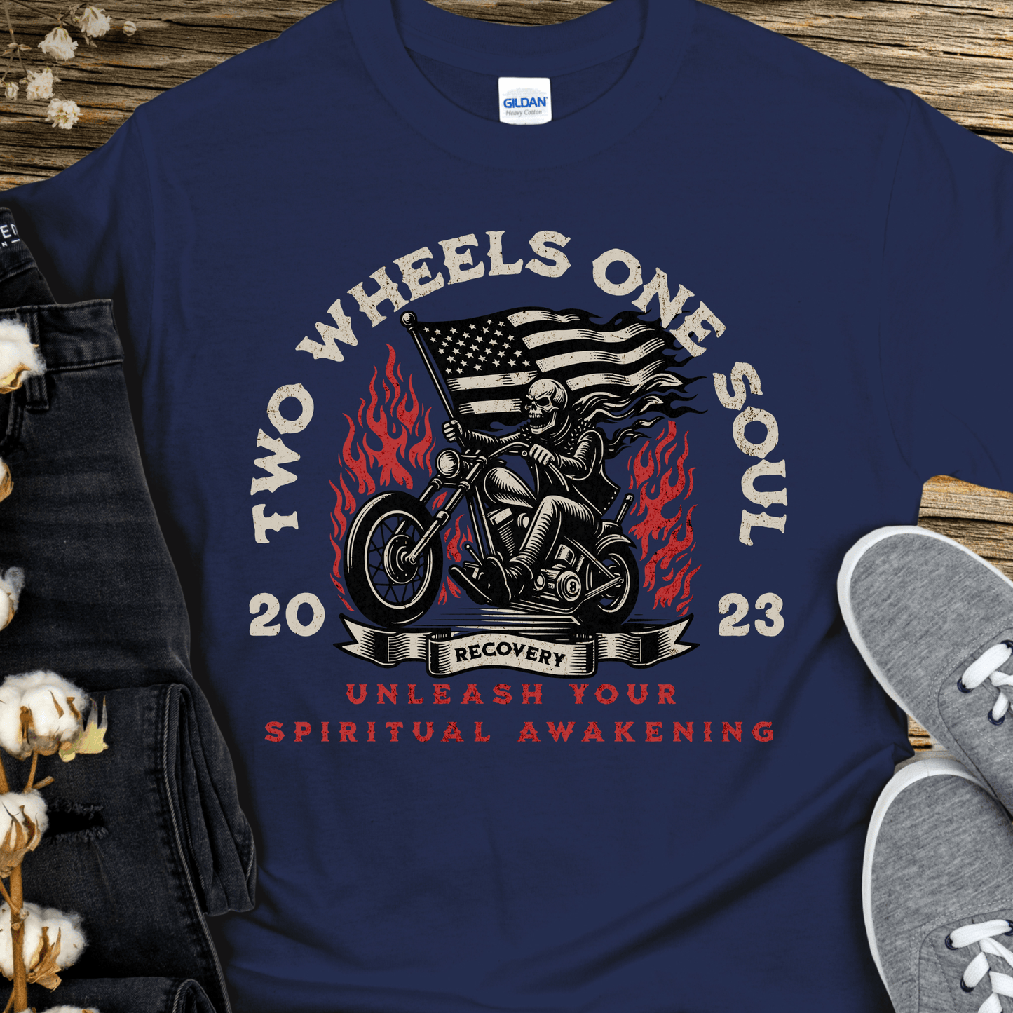 Custom Recovery T-Shirt | Inspiring Sobriety | Two Wheels, One Soul