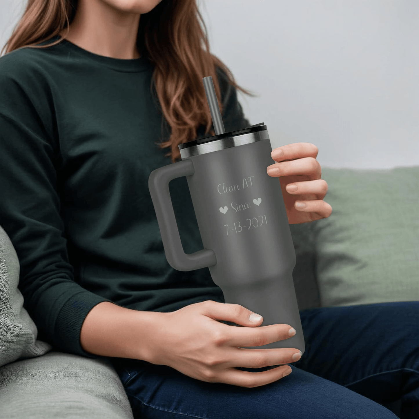 Custom SS Recovery Tumbler | Inspiring Sobriety | Clean AF Since