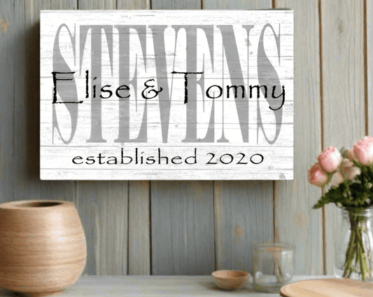 Personalized Wedding Gift Sign With Couple's Names and Established Date Custom