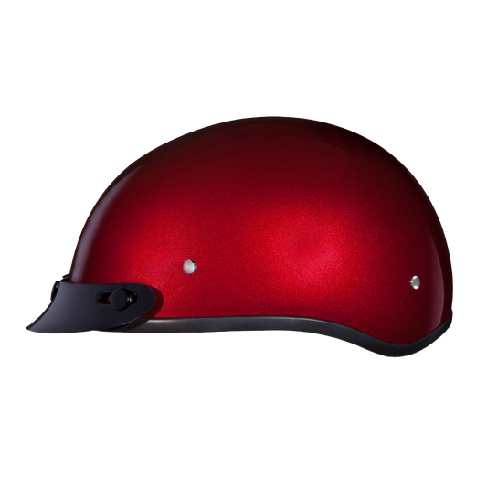 DOT Approved Daytona Skull Cap Half Shell Motorcycle Helmet - Beanie Style for Motorcycles, Cruisers, Scooters, and Mopeds - Black Cherry