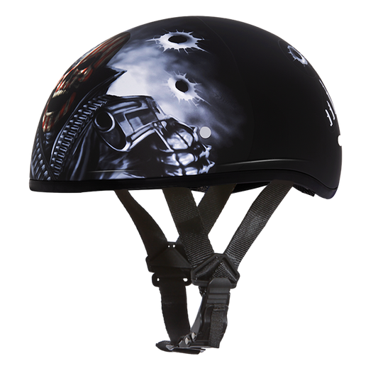 DOT Approved Daytona Motorcycle Half Face Helmet - Skull Cap Graphics for Men & Women, Scooters, ATVs, UTVs & Choppers - W/ Come Get 'Em