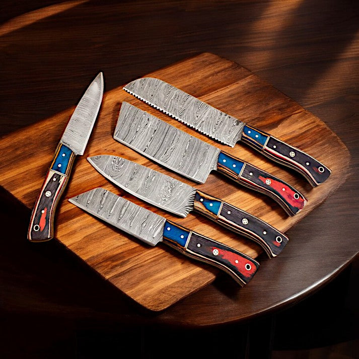 Ultimate Meat Processing Kit – 5-Piece Damascus Steel Knife Set