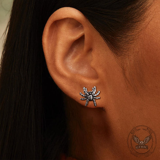 Dark Scary Spider Stainless Steel Animal Earrings